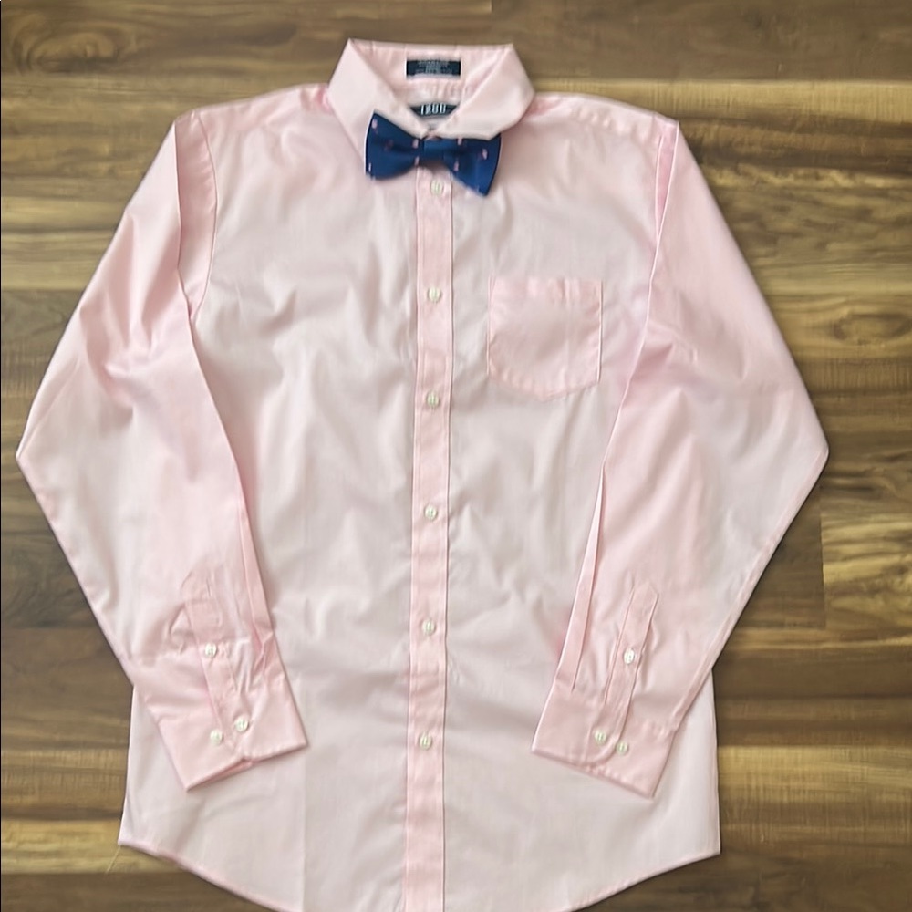 IZOD Pink Dress Shirt with Bow Tie